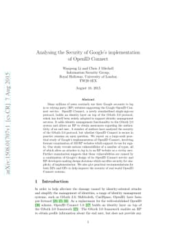 Analysing the Security of Google's implementation of OpenID Connect