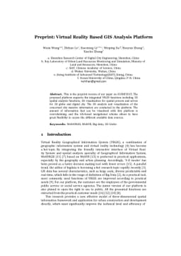 Preprint Virtual Reality Based GIS Analysis Platform