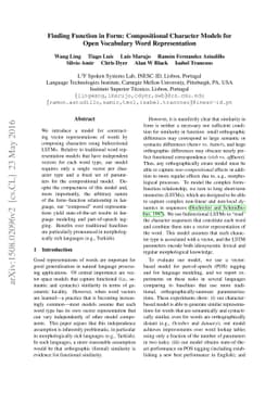 Finding Function in Form: Compositional Character Models for Open
  Vocabulary Word Representation