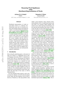 Measuring Word Significance using Distributed Representations of Words