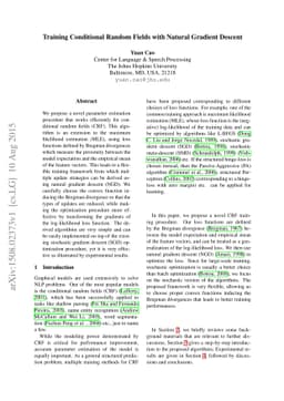 Training Conditional Random Fields with Natural Gradient Descent