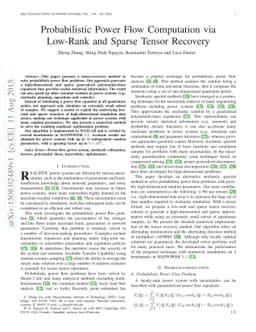 Probabilistic Power Flow Computation via Low-Rank and Sparse Tensor
  Recovery
