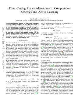 From Cutting Planes Algorithms to Compression Schemes and Active
  Learning