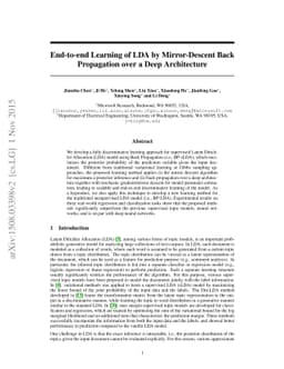 End-to-end Learning of LDA by Mirror-Descent Back Propagation over a
  Deep Architecture