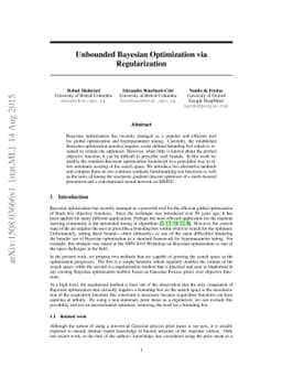 Unbounded Bayesian Optimization via Regularization