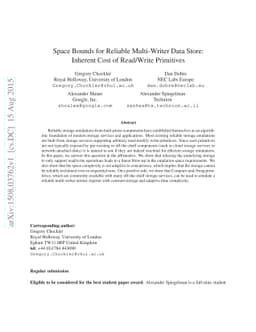 Space Bounds for Reliable Multi-Writer Data Store: Inherent Cost of
  Read/Write Primitives