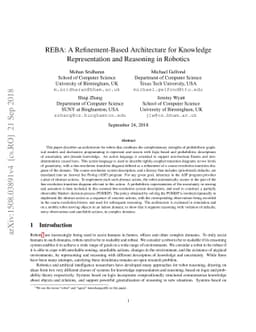 REBA: A Refinement-Based Architecture for Knowledge Representation and
  Reasoning in Robotics