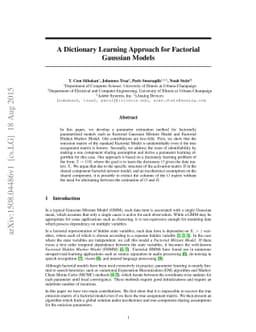 A Dictionary Learning Approach for Factorial Gaussian Models