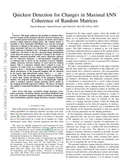Quickest Detection for Changes in Maximal kNN Coherence of Random
  Matrices