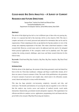 Cloud based Big Data Analytics: A Survey of Current Research and Future
  Directions