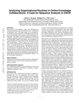 Analyzing Organizational Routines in Online Knowledge Collaborations: A
  Case for Sequence Analysis in CSCW