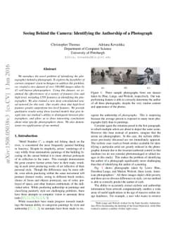 Seeing Behind the Camera: Identifying the Authorship of a Photograph