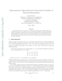 Representation of Quasi-Monotone Functionals by Families of Separating
  Hyperplanes