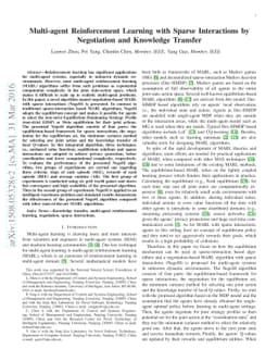 Multi-agent Reinforcement Learning with Sparse Interactions by
  Negotiation and Knowledge Transfer