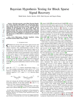 Bayesian Hypothesis Testing for Block Sparse Signal Recovery