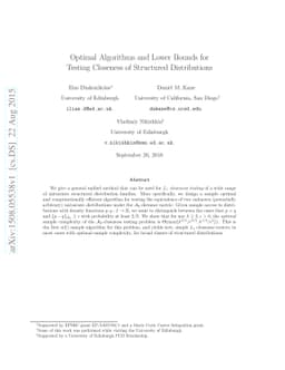 Optimal Algorithms and Lower Bounds for Testing Closeness of Structured
  Distributions