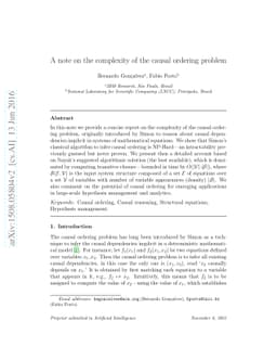 A note on the complexity of the causal ordering problem