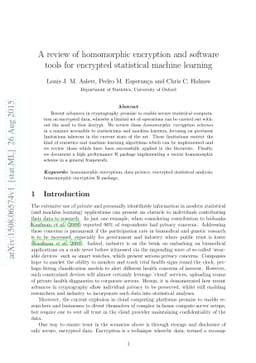 A review of homomorphic encryption and software tools for encrypted
  statistical machine learning