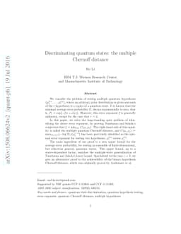 Discriminating quantum states: the multiple Chernoff distance
