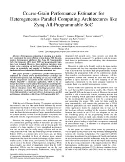 Coarse-Grain Performance Estimator for Heterogeneous Parallel Computing
  Architectures like Zynq All-Programmable SoC