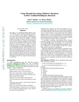 Using Thought-Provoking Children's Questions to Drive Artificial
  Intelligence Research