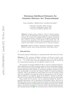 Maximum Likelihood Estimates for Gaussian Mixtures Are Transcendental