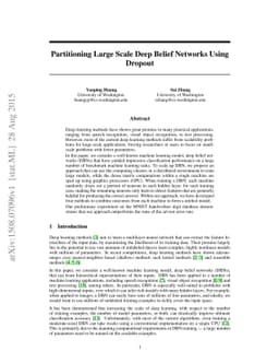 Partitioning Large Scale Deep Belief Networks Using Dropout