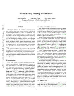 Discrete Hashing with Deep Neural Network