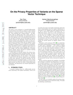 On the Privacy Properties of Variants on the Sparse Vector Technique