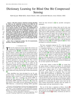 Dictionary Learning for Blind One Bit Compressed Sensing