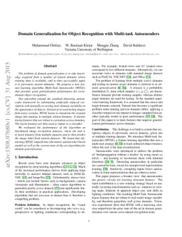 Domain Generalization for Object Recognition with Multi-task
  Autoencoders