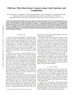FlatCam: Thin, Bare-Sensor Cameras using Coded Aperture and Computation