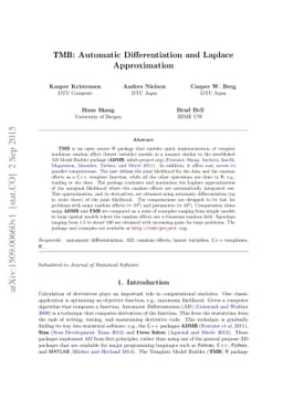 TMB: Automatic Differentiation and Laplace Approximation