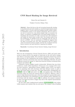 CNN Based Hashing for Image Retrieval