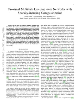 Proximal Multitask Learning over Networks with Sparsity-inducing
  Coregularization