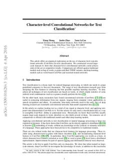 Character-level Convolutional Networks for Text Classification
