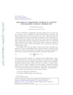 Discussion of "Frequentist coverage of adaptive nonparametric Bayesian
  credible sets"
