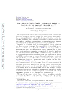 Discussion of "Frequentist coverage of adaptive nonparametric Bayesian
  credible sets"