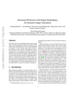 Structured Prediction with Output Embeddings for Semantic Image
  Annotation