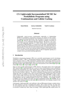 C3: Lightweight Incrementalized MCMC for Probabilistic Programs using
  Continuations and Callsite Caching