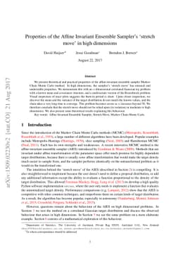 Properties of the Affine Invariant Ensemble Sampler in high dimensions