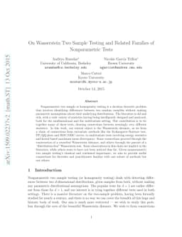 On Wasserstein Two Sample Testing and Related Families of Nonparametric
  Tests