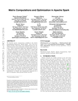 Matrix Computations and Optimization in Apache Spark