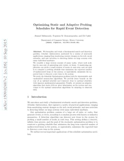 Optimizing Static and Adaptive Probing Schedules for Rapid Event
  Detection