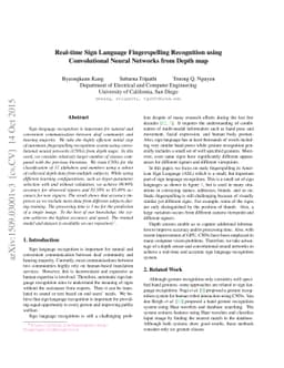 Real-time Sign Language Fingerspelling Recognition using Convolutional
  Neural Networks from Depth map