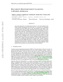 Recurrent Reinforcement Learning: A Hybrid Approach