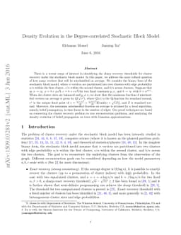 Density Evolution in the Degree-correlated Stochastic Block Model