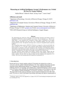 Measuring an Artificial Intelligence System's Performance on a Verbal IQ
  Test For Young Children