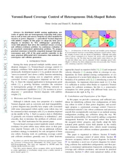 Voronoi-Based Coverage Control of Heterogeneous Disk-Shaped Robots