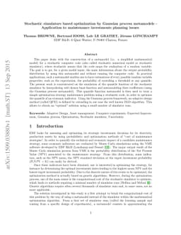 Stochastic simulators based optimization by Gaussian process metamodels
  - Application to maintenance investments planning issues